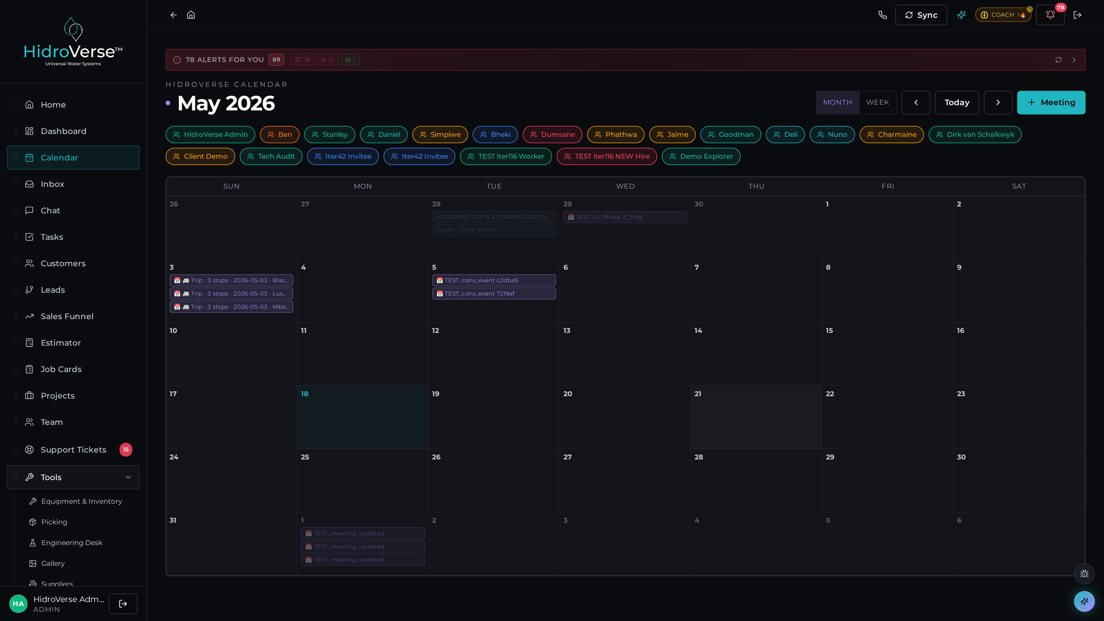 Project calendar