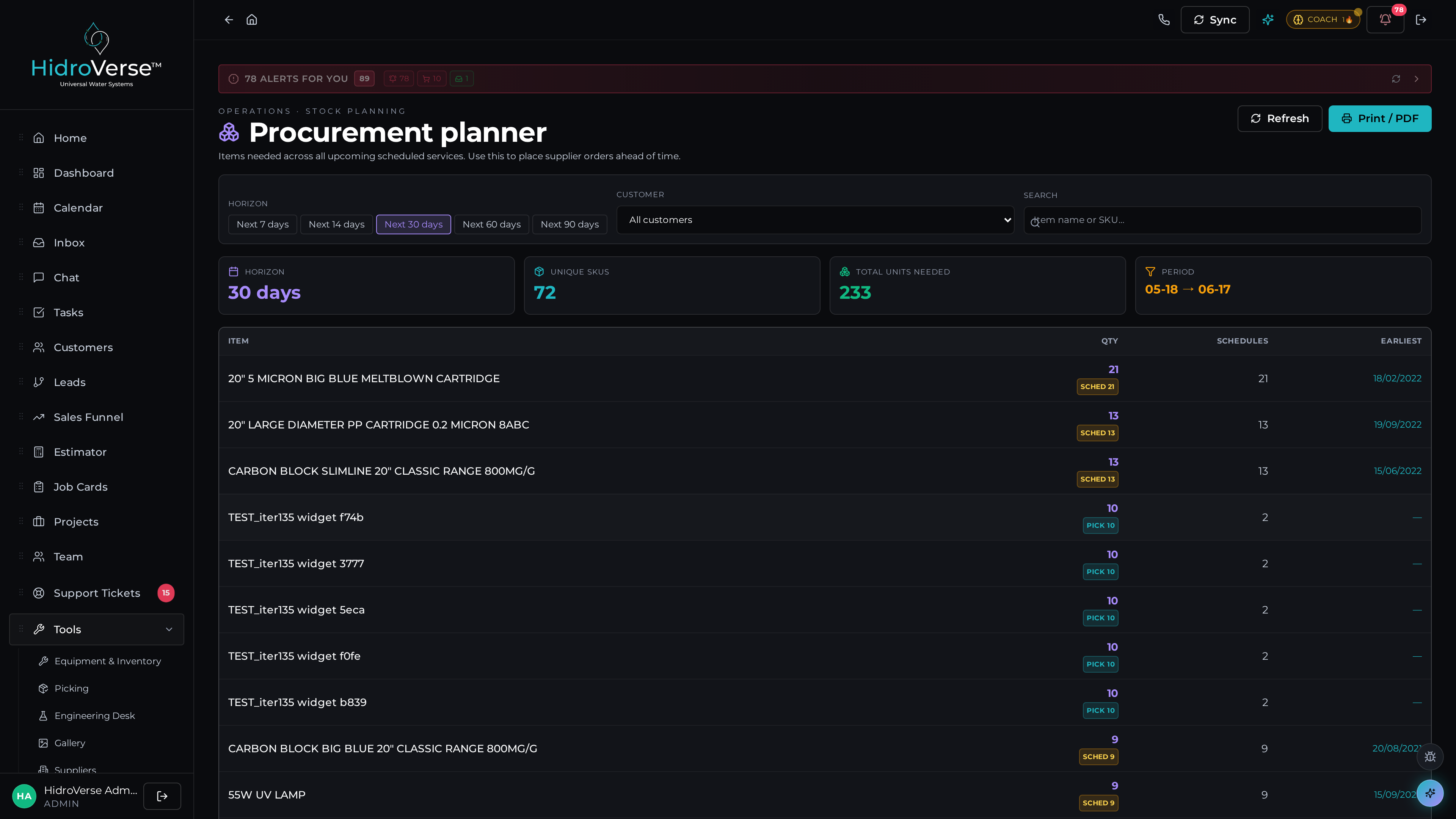 Procurement planner