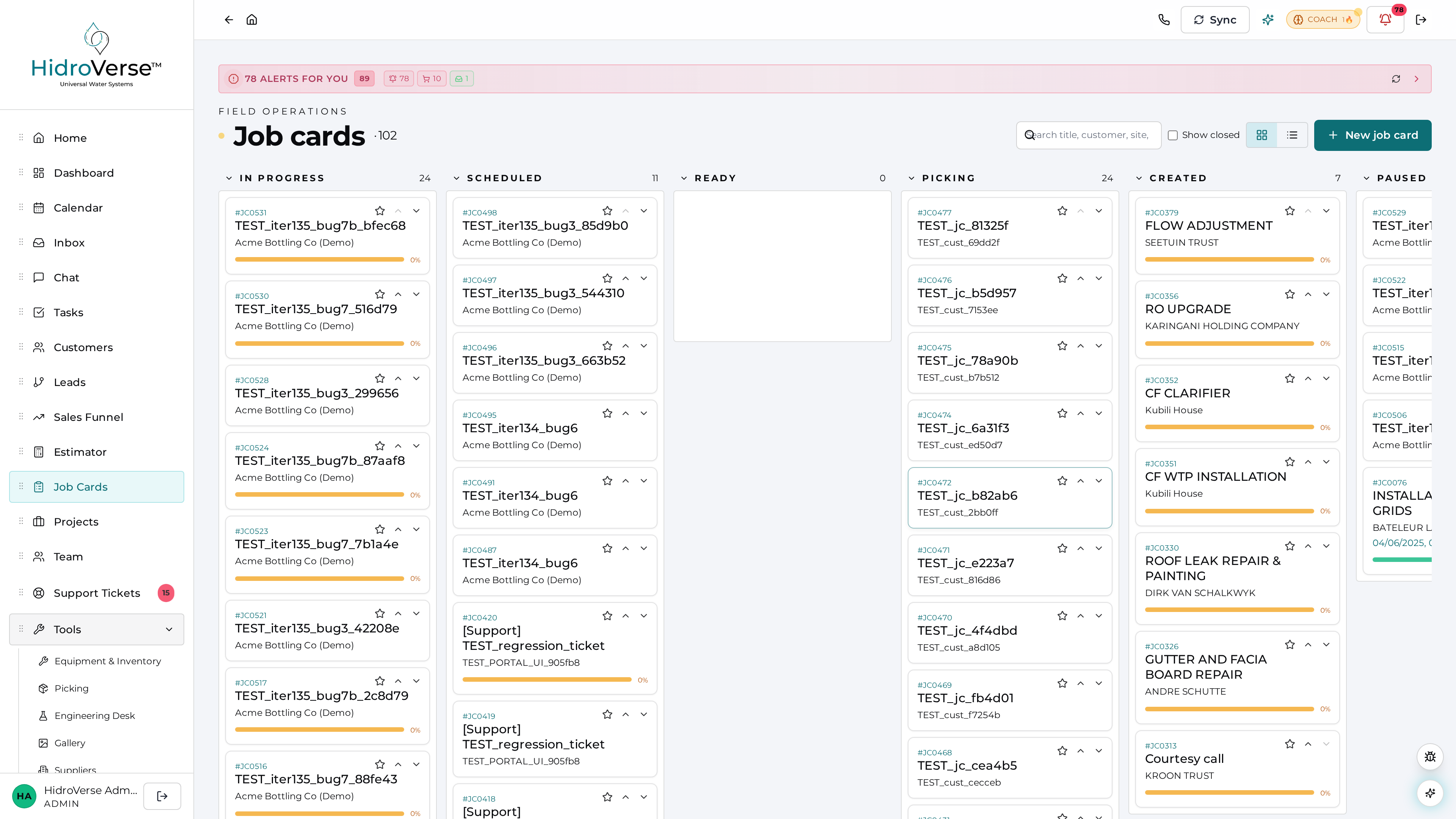 Job cards — light mode