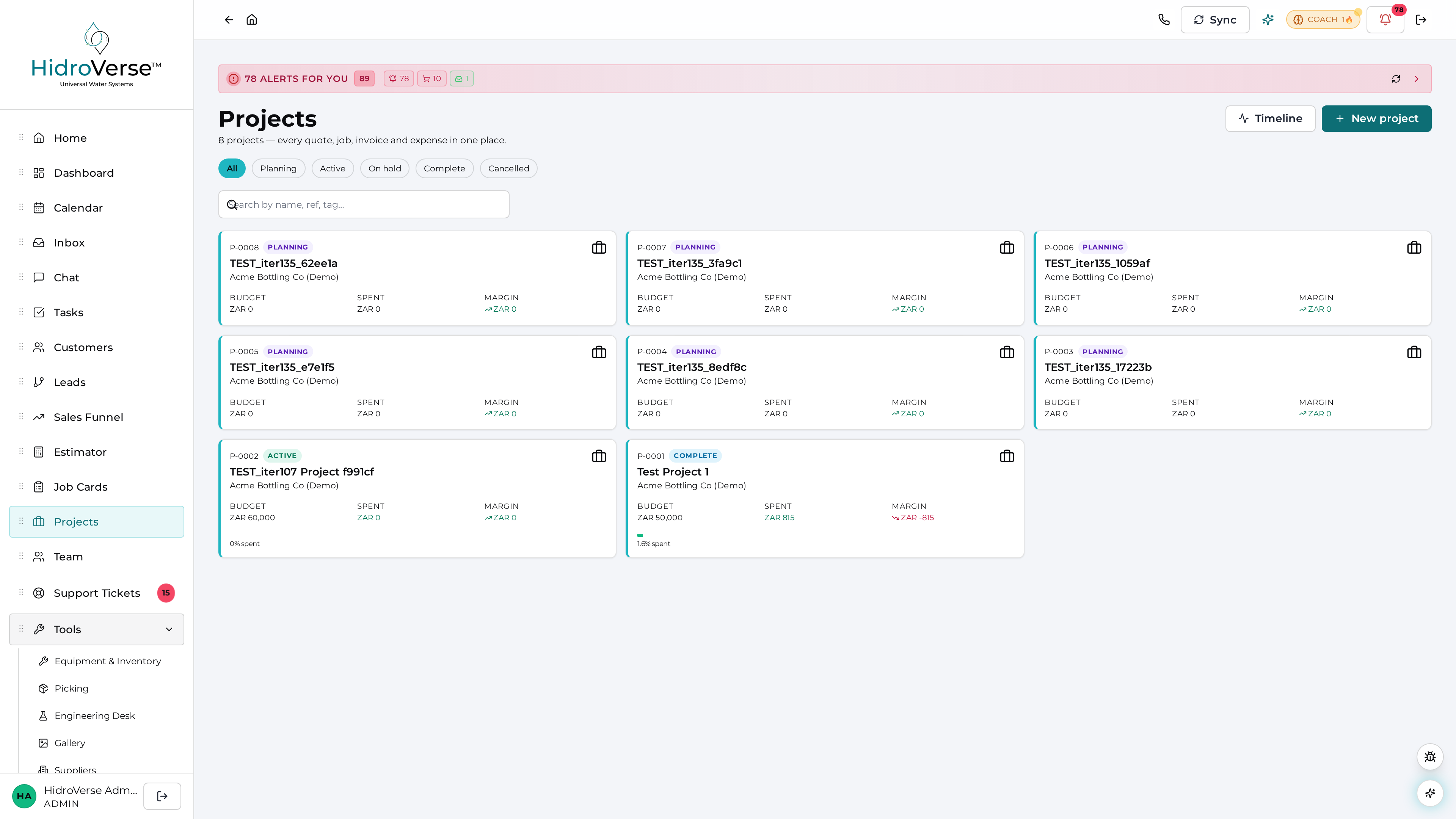Projects — light mode