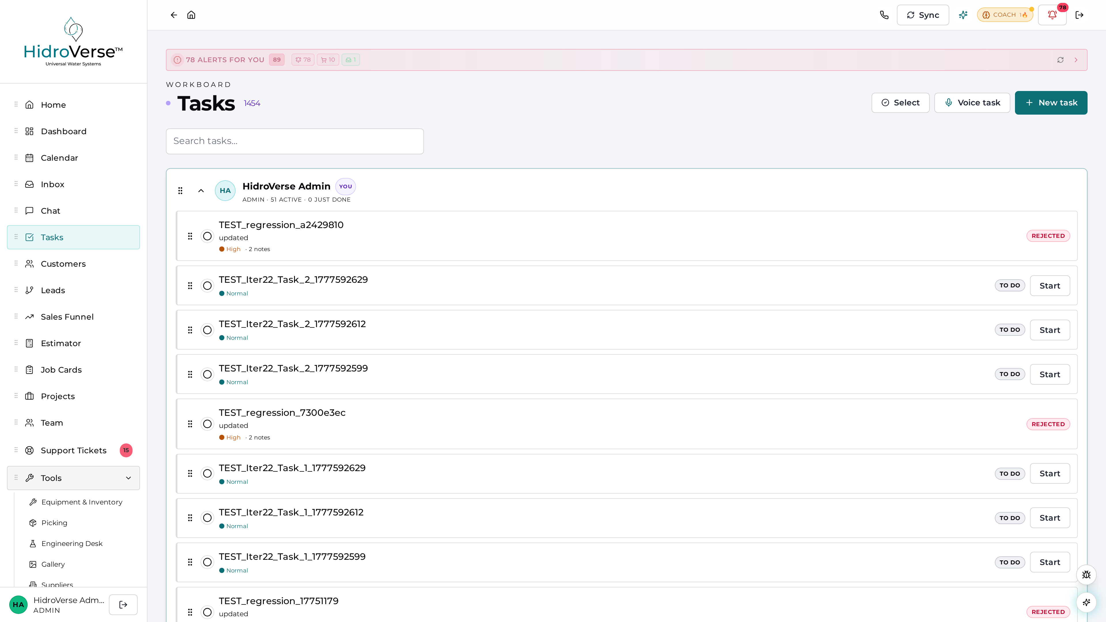 Tasks — light mode