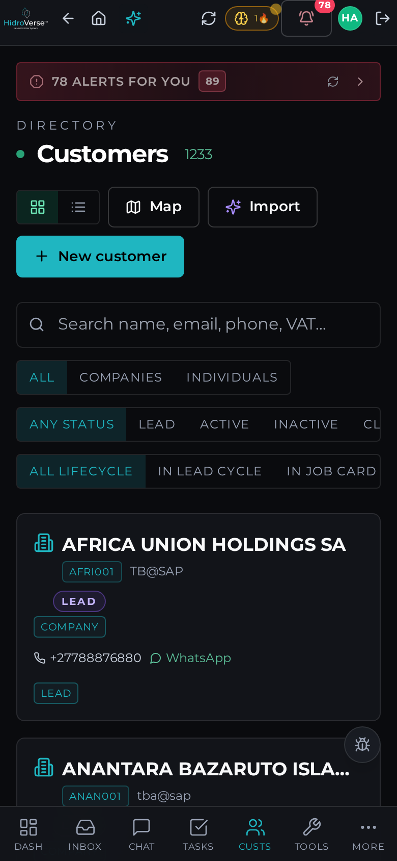 Customers — mobile